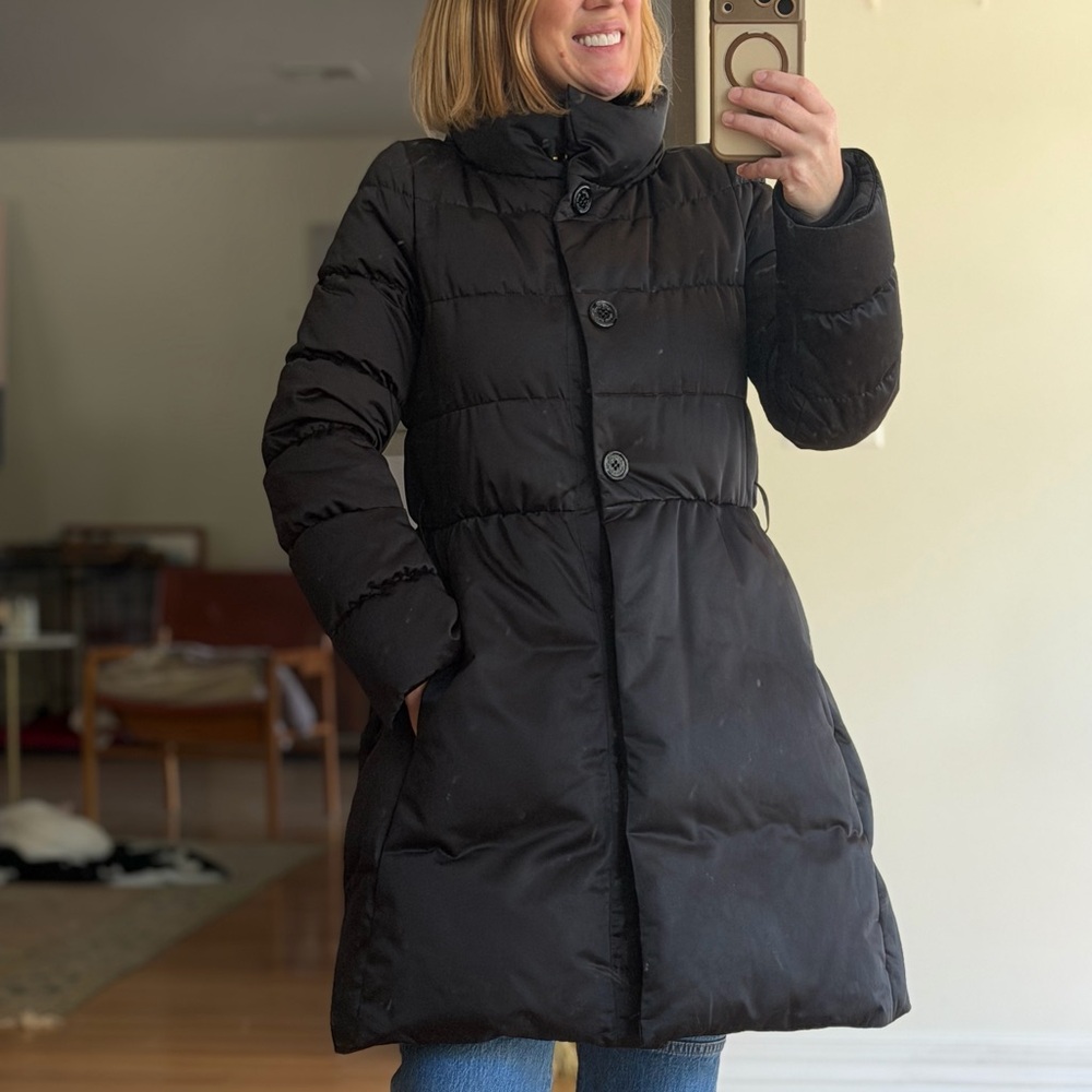 Collector Kate Spade New York Cyndy Button Black Long Puffer Coat Jacket Medium